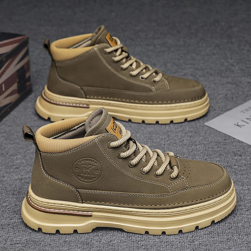 Men's socks boots four seasons soft sole non-slip outdoor boots fashion youth sports Joker tooling boots high-top casual boots