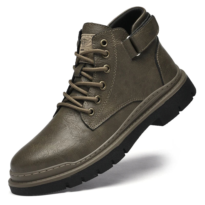 Winter Mens Casual Leather Boots Men Genuine Leather Ankle Boots Booties High Quality Handmade Shoes Botas Hombre Cuero