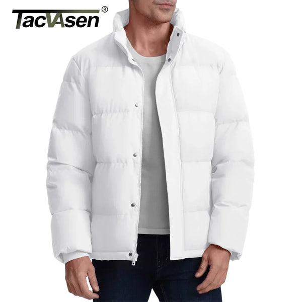 TACVASEN Winter Down Jackets Mens Stand Collar Quilted Jackets Water Resistant Lightweight Puffer Jacket Windbreaker Coats Male