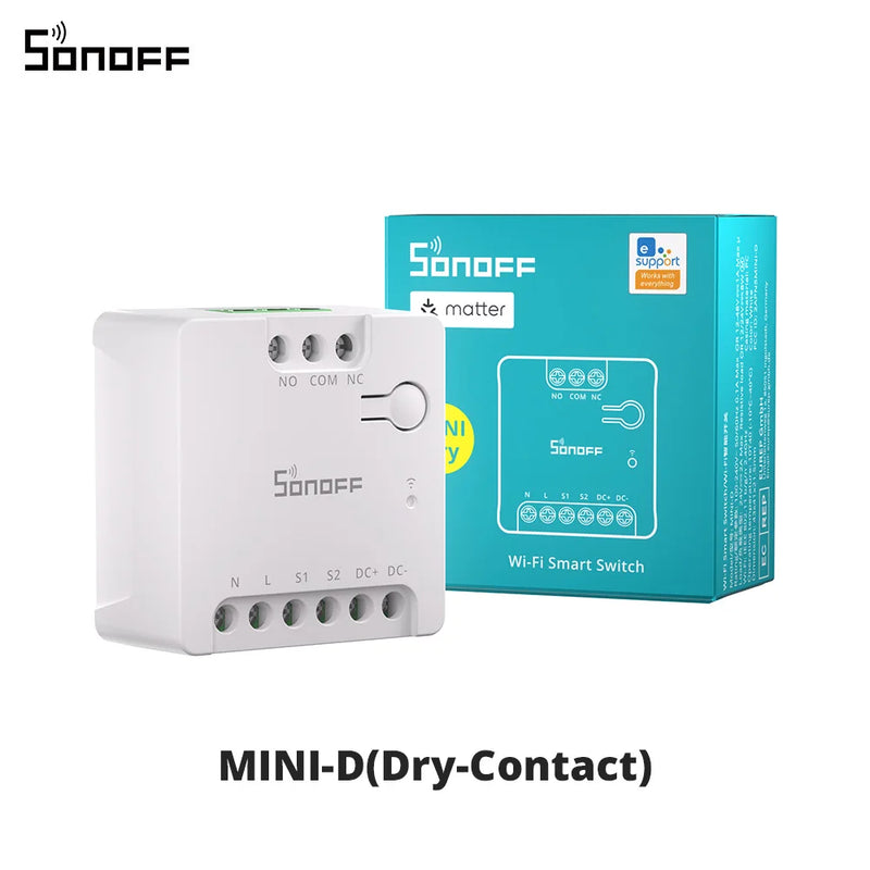 SONOFF MINI-D Dry Contact WiFi Smart Switch Matter Compatible AC/DC Input ESP32 Chip Smart Scene Group Control via eWeLink