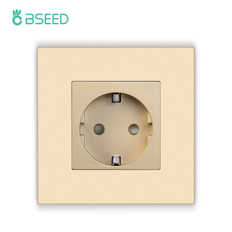 BSEED 1/2/3Gang 1Way Mechanical Light Switch Plus Electrical Outlets Plastic Frame Wall Switch On Off Power Socket