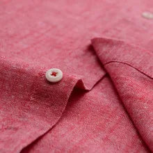 2026 Spring Red Men's Long-Sleeve Shirt, Blue Moisture-Wicking Breathable Cotton-Linen Blend Shirts, Available in Beige Gray.