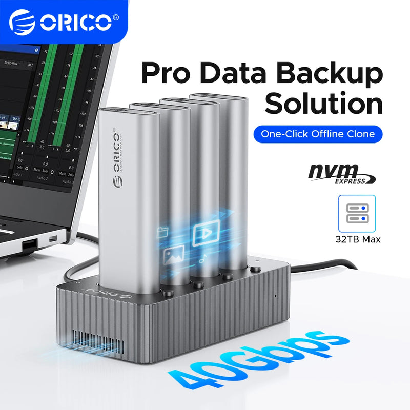 ORICO USB4 Internal SSD Duplicator Docking Station 40Gbps M.2 NVMe SSD Clone Docking Station 2/4 Bay Offline Clone SSD Enclosure