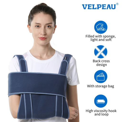 VELPEAU Arm Sling Shoulder Immobilizer for Broken, Fractured Bones, Dislocation and Sprains Arm Support Brace Adjustable
