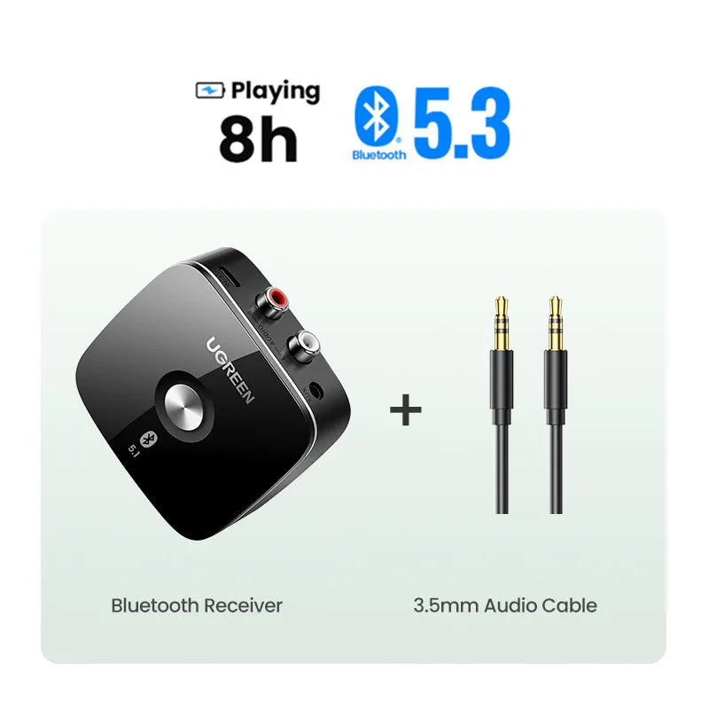 UGREEN AUX RCA Bluetooth Receiver Adapter for Home Stereo System, HiFi 3.5mm RCA Bluetooth Adapter for Old Stereo Receiver