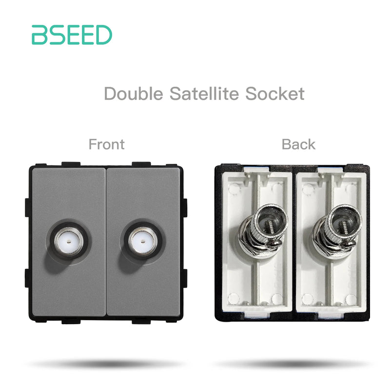 BSEED Wall Switch Panel Part Dual USB Socket TV Internet RJ45 Satellite Function Parts EU Socket DIY Part Only Free Combination