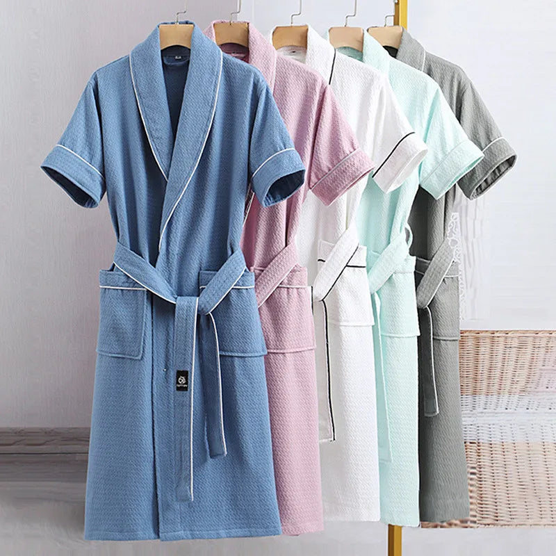 Spring Autumn Shower Bathrobe New Women's 100% Cotton Robe Loose Morning and Night Wear Wedding Dress Casual Sleepwear Woman