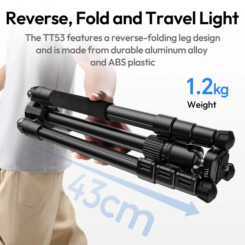 ជើងកាមេរ៉ា Ulanzi TT53 ទំហំ 1.8 ម៉ែត្រ សម្រាប់ធ្វើដំណើរ Uka Tripod ទម្ងន់ស្រាល ជាមួយជើងកាមេរ៉ា UKA Ballhead DSLR អាចបត់បាន ទ្រទ្រង់បាន 3KG