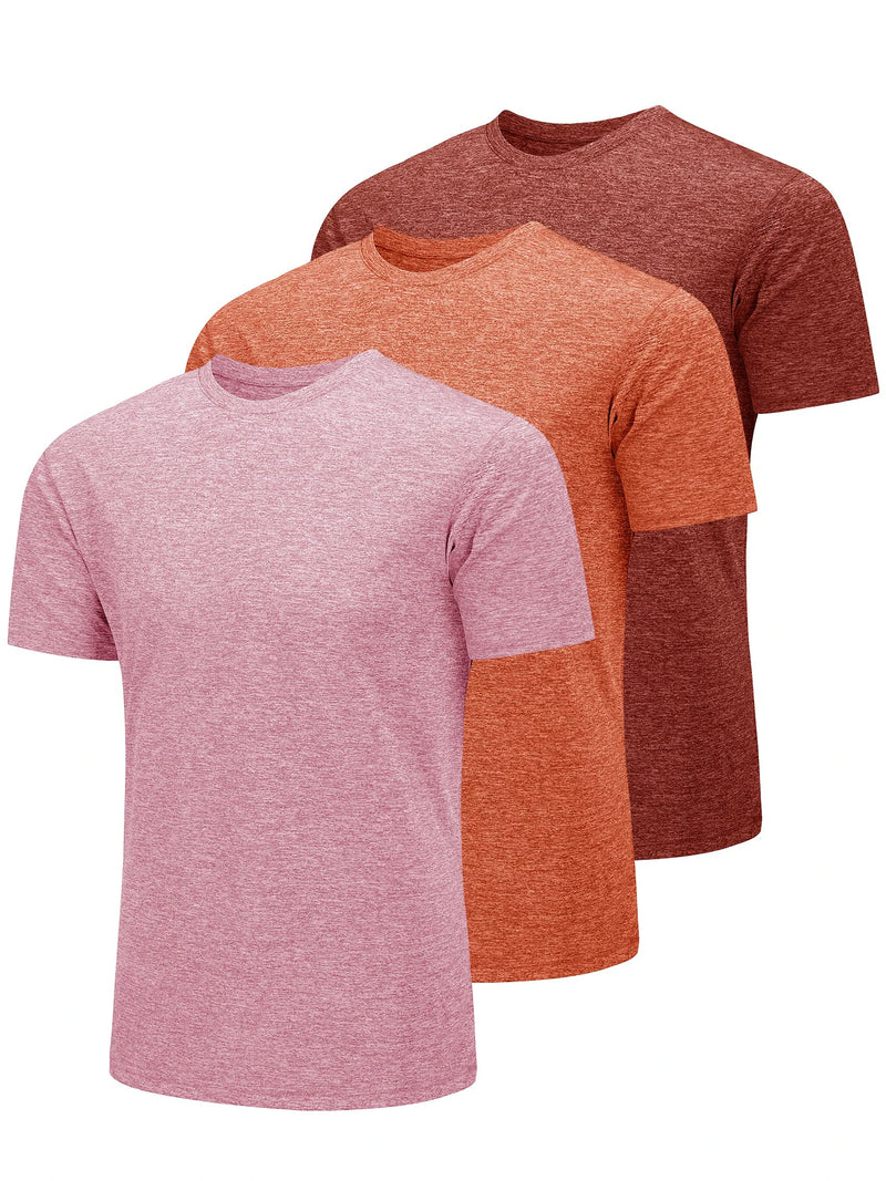 TACVASEN 3 Packs Summer T-shirts Mens Crew Neck Short Sleeve Shirts 3 Pieces/Lot Moisture Wicking Quick Dry Casual Tees Gym Tops