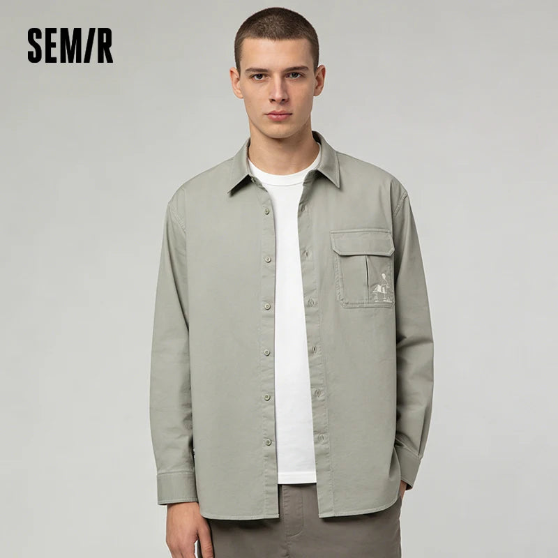 Semir Casual Shirts For Man Outdoor Style Loose Trendy Printed Turn-Down Collar Men Long Sleeve Tops 2026 Spring