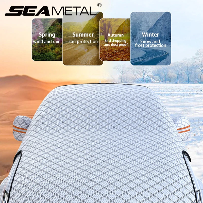 SEAMETAL Extra Large Car Windshield Snow Sun Shade Waterproof Automobile Sunshade Cover UV Protector Car Front Windscreen Covers