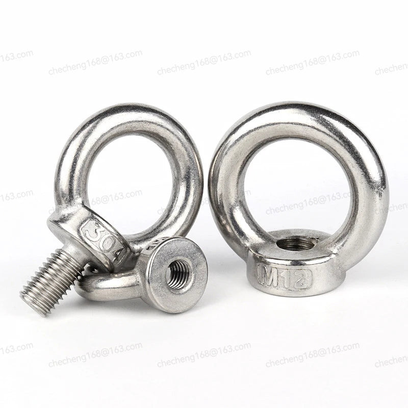DIVEDEER 1-2Pcs M3 M4 M5 M6 M8 M10 M12 Lifting Eye Nuts/ Screw 304 Stainless Steel Ring Eyebolt Ring Hooking Nut Screws