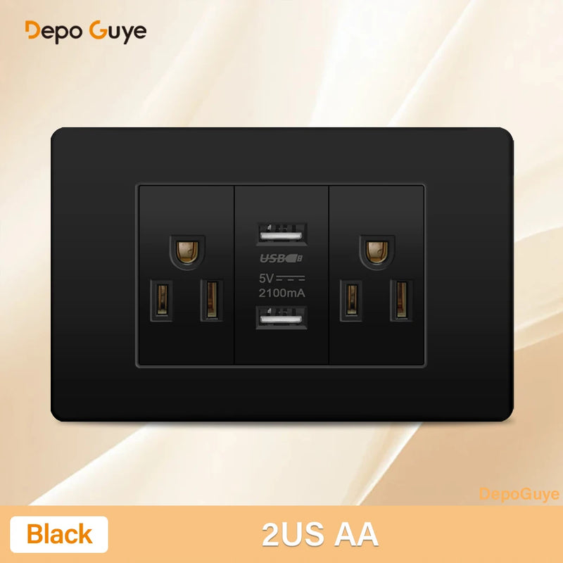 Italy Chile Mexico Outlet with USB Smart Type-c 20W Fast Charging Wall plug,Brazil Electric Light Switch Dual usb Power Socket