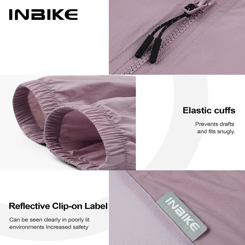 INBIKE Men's Long Sleeved Windbreaker MTB Cycling Clothing Windproof Bicycle Top Rain Jackets with Pockets Bike Biking Clothes