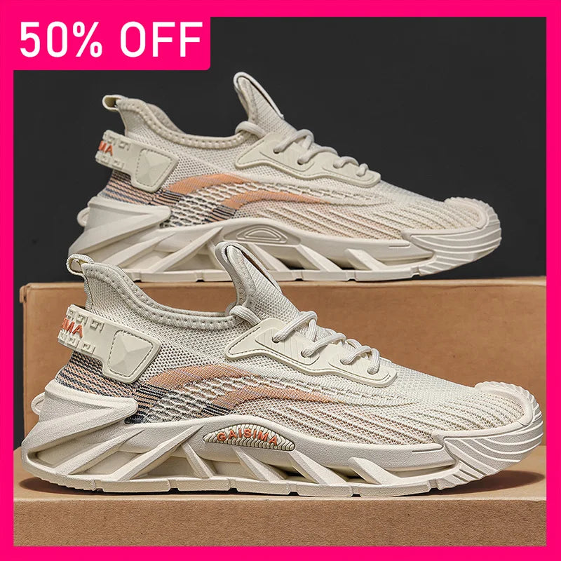 Men Sports Shoes Summer Breathable Mesh Lightweight Fashionable Lace Up Tennis Shoes Daily Wear Street Fitness Shoes for Men