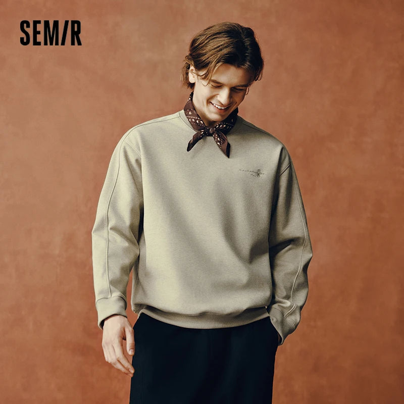 Semir Men Fleece Sweatshirt Traditional Style Embroidery Versatile Crew Neck 2026 New Winter Daily Wear Urban Casual Style
