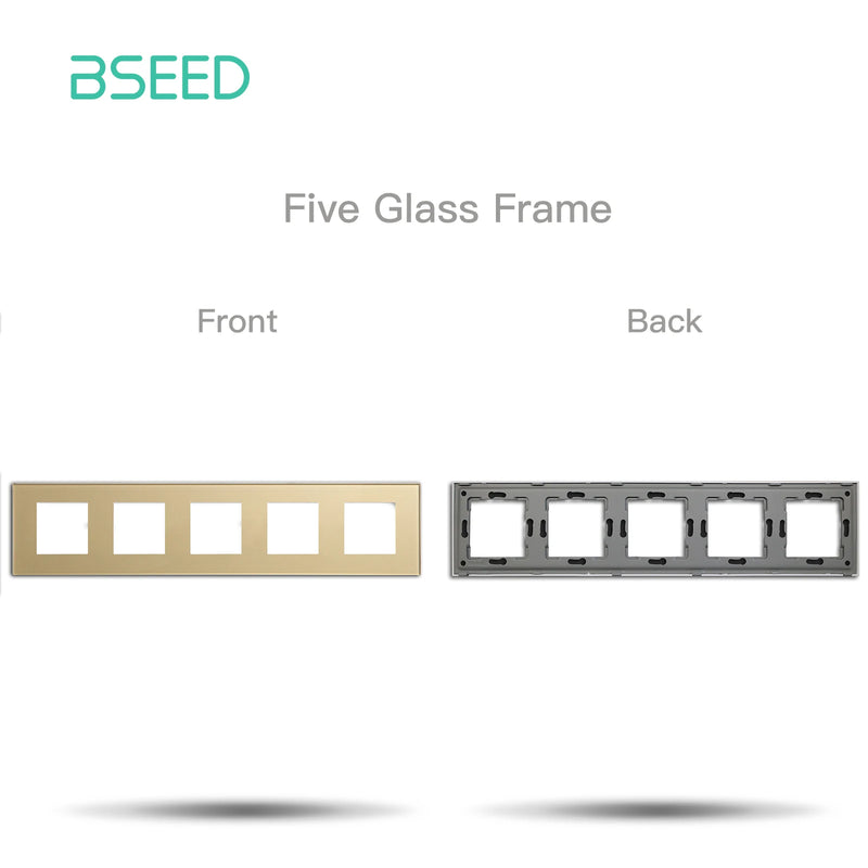 BSEED EU Standard Wall Light Switch Module Electrical Outlets Button Switch DIY Function Part Glass Panel Free Collocation Gold