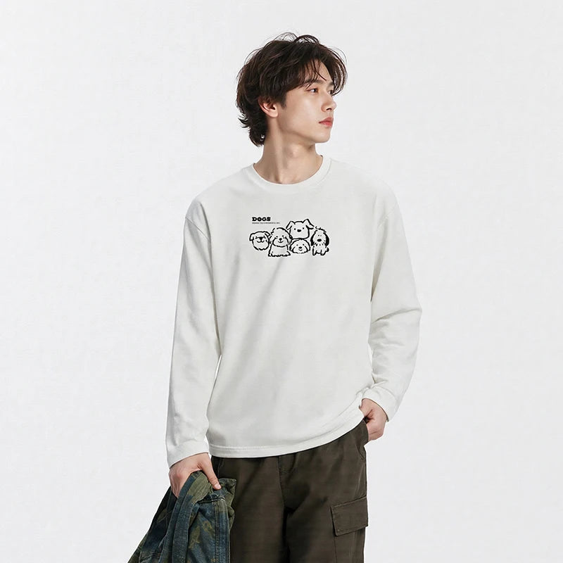 Semir Long Sleeve T-Shirt Men Winter Cute Pet Printed Couple Outfit 2025 New Inner Top Crew Neck Casual Trendy Men'S Wear