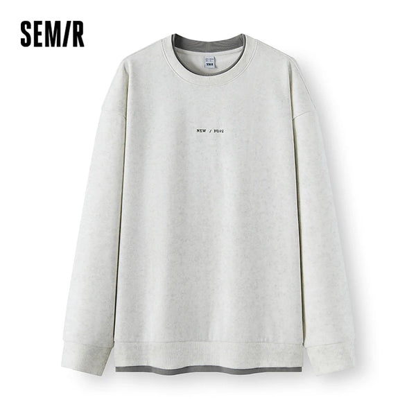 អាវយឺត Semir សម្រាប់បុរស រចនាបថទំនើប រូបរាងជាស្រទាប់ៗ រលុង កអាវធំ មានស្រទាប់រោមចៀម បោះពុម្ពក្រាហ្វិក 2026 សម្រាប់ពាក់ប្រចាំថ្ងៃរដូវរងាថ្មី