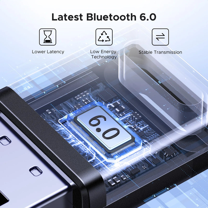UGREEN USB Bluetooth Adapter, Bluetooth 6.0 Dongle for PC Windows 11/10/8.1, Bluetooth Receiver & Transmitter for Keyboard/Mouse