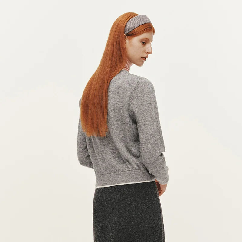 Semir Warm Cardigan Knit Wool Blend Women Short O Neck Embroidered Slim Winter Soft Stylish Fashion Sweater For Woman