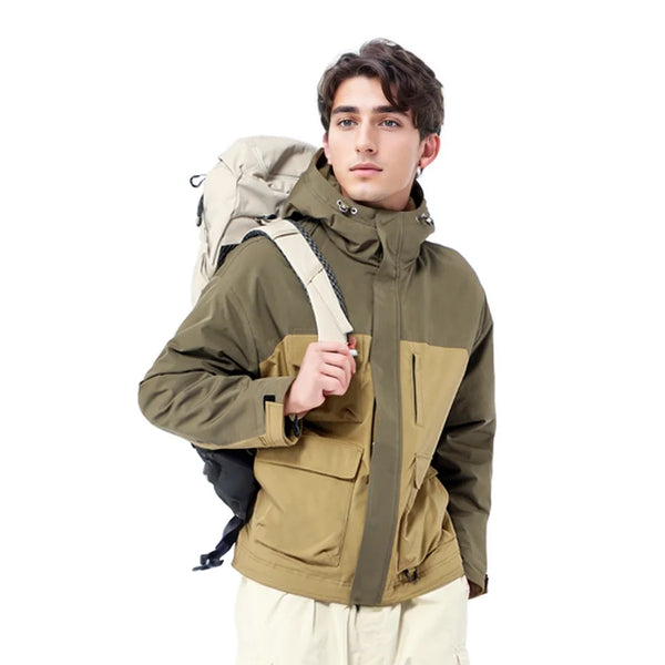 HUMTTO Outdoor Cotton Windbreaker Coats Warm Camping Hiking Jackets Autumn Winter Men's Jacket Waterproof Sports Hunting Jacket
