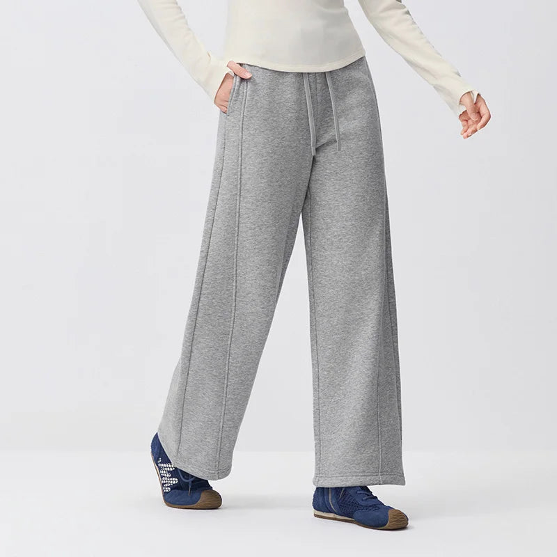 Semir Women Casual Pants Thermal Warmth Loose Fit Drawstring Curved Leg 2026 New Winter Daily Wear Urban Casual Style