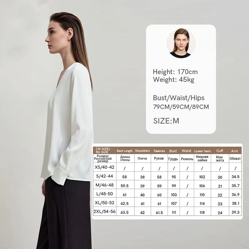 អាវស្រី Amii Minimalist សម្រាប់រដូវស្លឹកឈើជ្រុះឆ្នាំ ២០២៦ អាវថ្មីរាងអក្សរ V កអាវមិនស្មើគ្នា អាវ Chiffon រលុង អាវការិយាល័យ អាវធម្មតាឆើតឆាយ 12621100