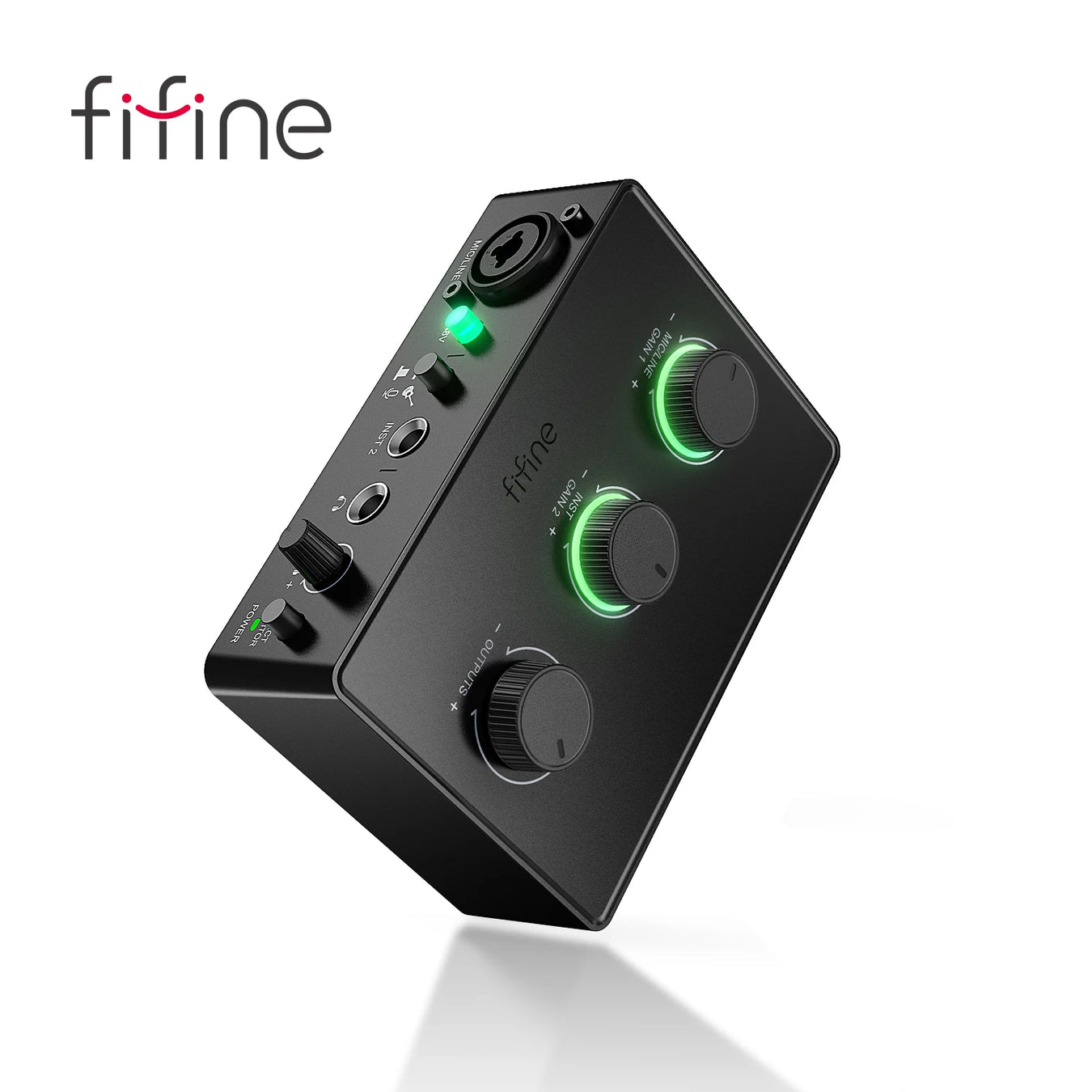 FIFINE Sound Mixer for Condenser Microphone with Gain Knob,Audio interface with 48V Phantom Power for XLR Mic Podcast Guitar-SC1