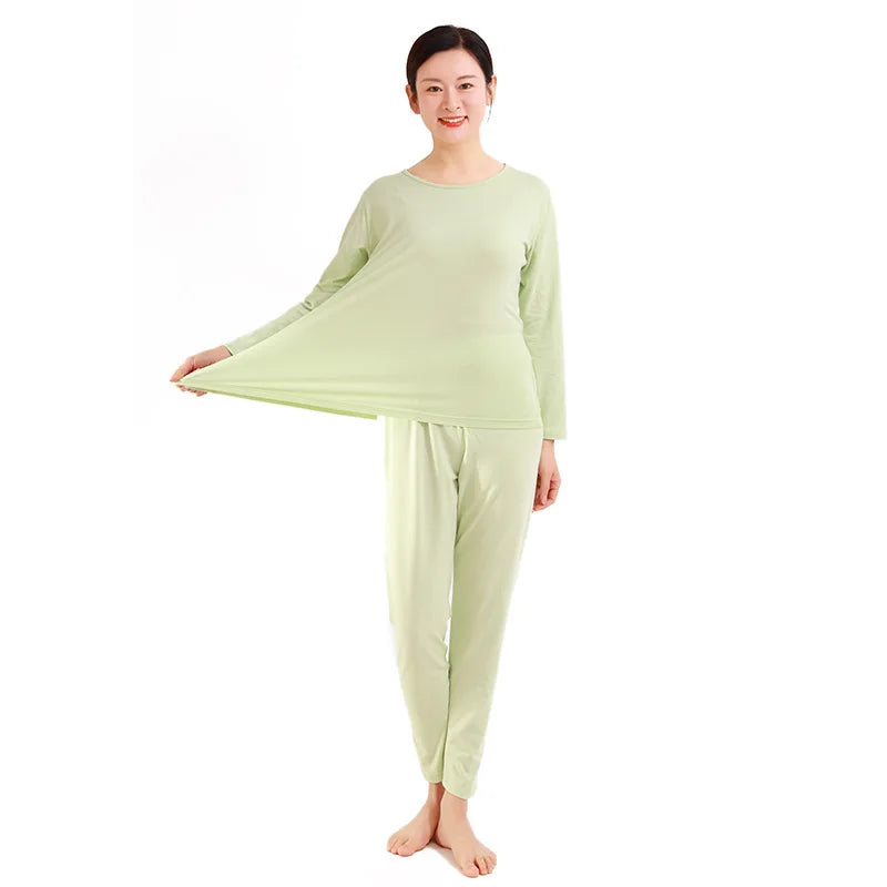 Women's Spring Autumn Pajamas Suit Cotton Comfortable Long Sleeve Pants Set Loose Home Wear Clothes Plus Size Sleepwear Pijama