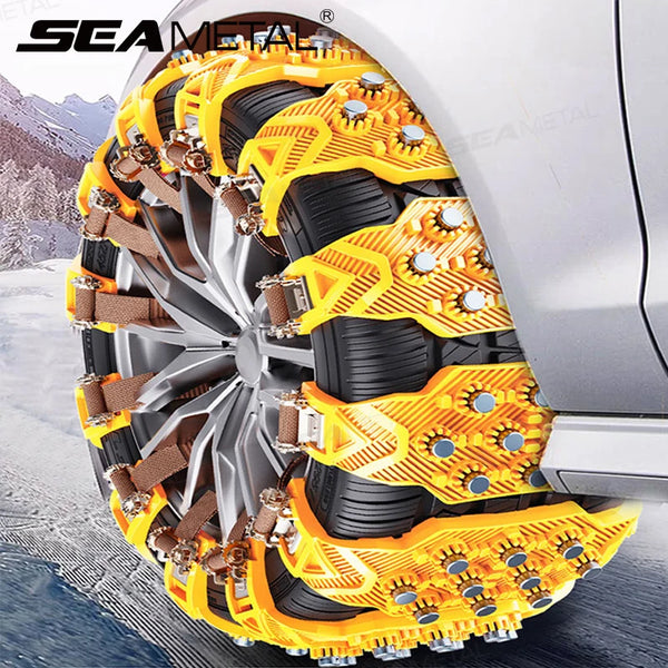 SEAMETAL Universal Car Snow Tire Chains Quick Install TPU Anti-Slip Ice Mud Studded Chains for Sedan SUV Winter Safe Driving