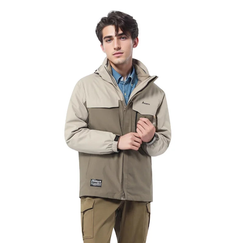 HUMTTO Outdoor Down Windbreaker Coats Warm Camping Hiking Jackets Autumn Winter Men's Jacket Waterproof Sports Hunting Jacket