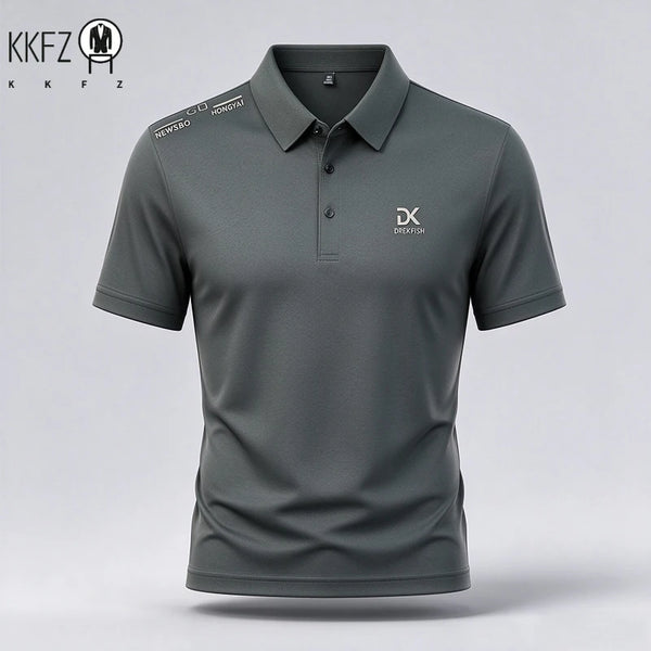 Summer Mens Lapel Embroidered Polo T Shirt Short Sleeve Comfortable Wrinkle Free Top For Business Daily Outfit