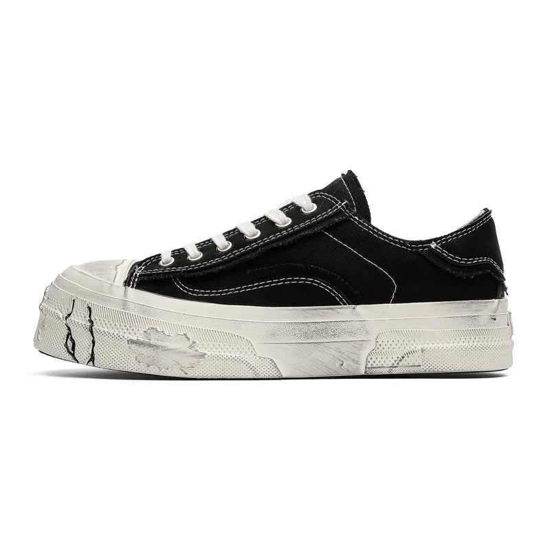 Men's Thick-sole High quality Canvas Casual Shoes Four seasons New Breathable Light Soft-sole Outdoor Walking Sports Board Shoes