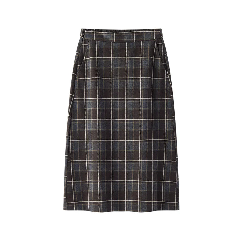 Semir Women Skirt Plaid Faux Wool Long Split A Line Vintage Smart Casual Winter Midi Skirt Urban Workwear Style 2026