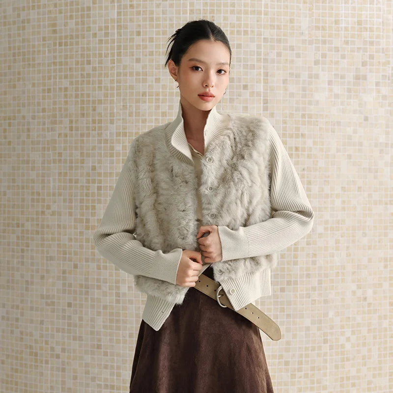 Semir Women Winter Jacket Plush Texture Panel Design Layered Look Turn Down Collar Minimal Style Versatile 2026 New