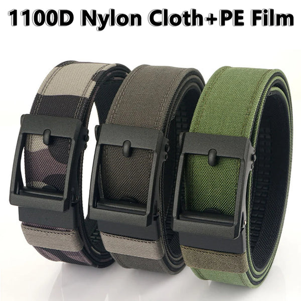 TUSHI Hard Thickened gun hanging double-layer nylon cloth tactical belt for Men versatile outdoor automatic buckle men's belt