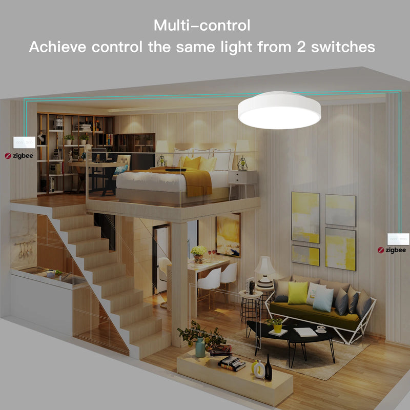 BSEED Smart Zigbee Touch Light Switch 1/2/3Gang Wall Touch Switch 2Way Wire Compatible with Smart Life Alexa Google Home