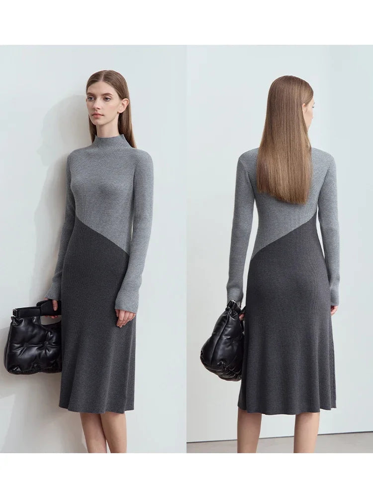 Amii Women Long Sleeve Dresses Elegant Party Slim 2026 New Autumn Winter Knit Christmas Ladies Medium Length Dress 12444177