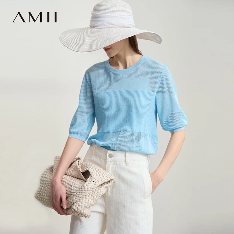 អាវយឺតកមូលសម្រាប់នារី Amii Minimalist រដូវក្តៅឆ្នាំ ២០២៦ ថ្មី ដៃខ្លីស្តើង រលុង សម្រាប់ធ្វើដំណើរ 12542049
