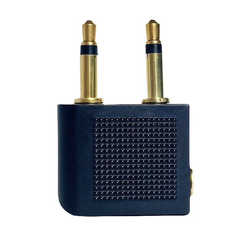 Professional Aviation Audio Adapter: 2X3.5MM MONO PLUG TO 3.5MM STEREO JACK Male to Female Audio Jack Converter