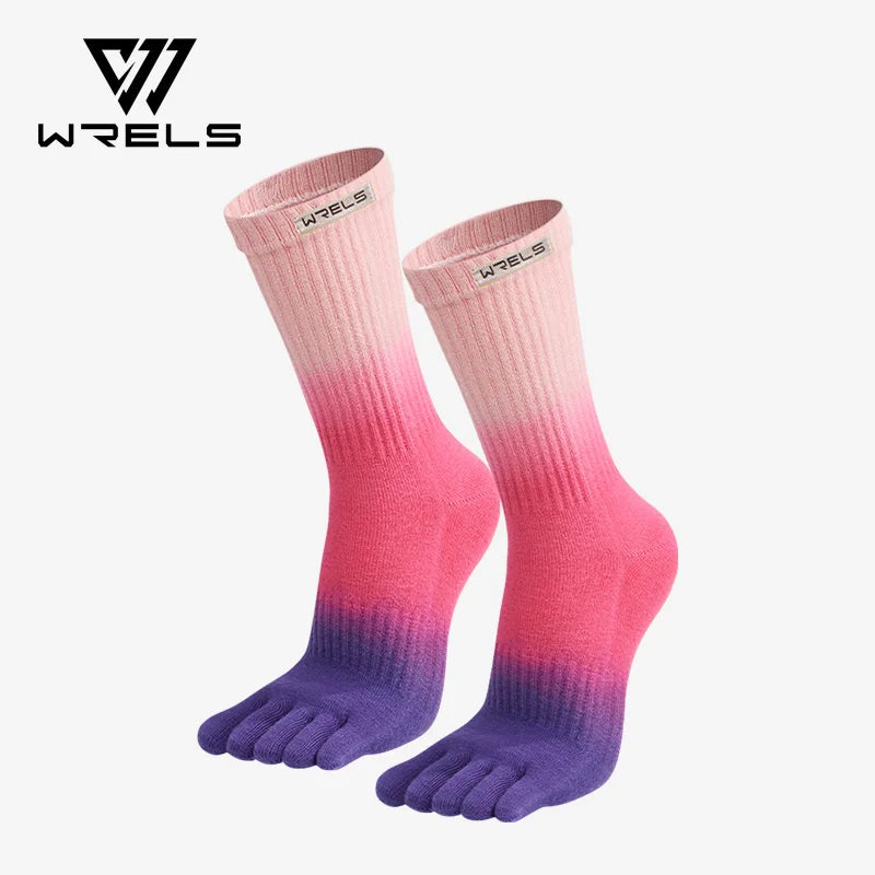 WRELS 1/2pairs Toe Socks Cotton Athletic Running Five Finger Socks Cushion Compression Sweat-Absorbing Breathable Five Toe Socks