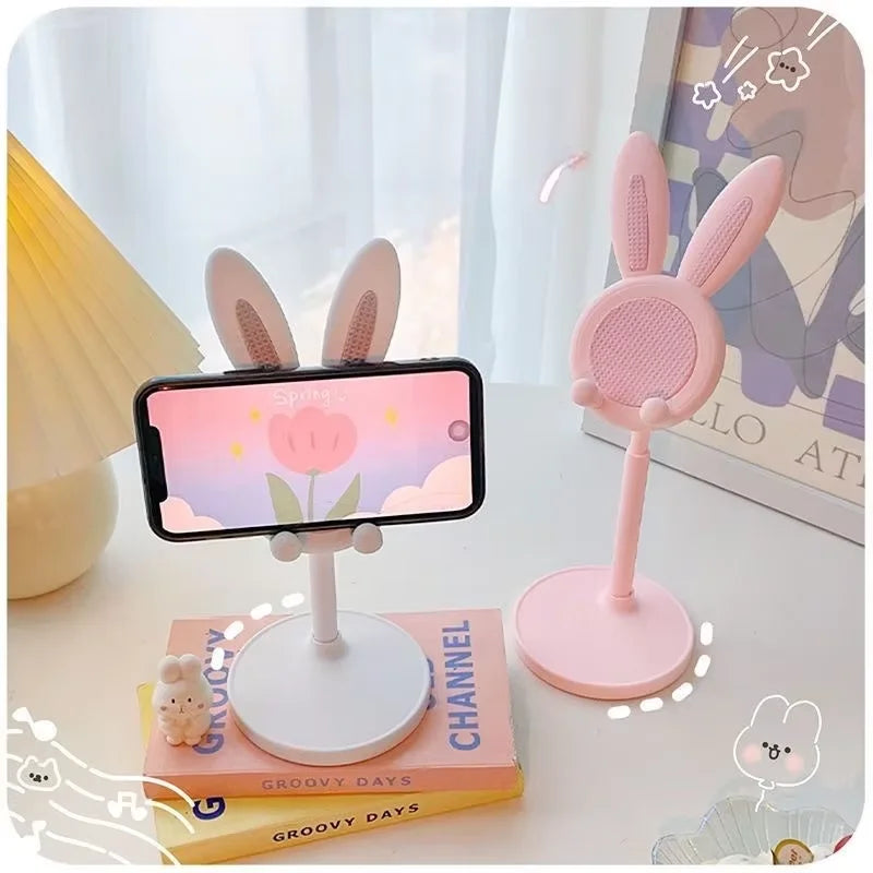 Cute Rabbit Phone Stand Desktop Adjustable Mobile Phone Holder Lift And Grip Desk Accessory
