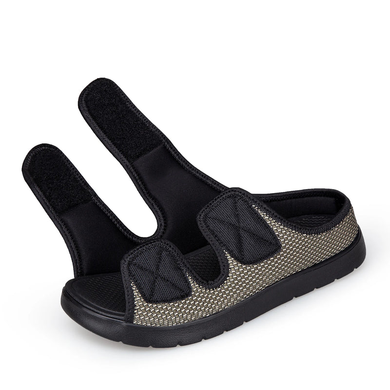 Adjustable Diabetic Sandals for Swollen Feet Wide Open Toe Mesh Slippers for Edema Arthritis Bunions & Elderly Foot Pain Relief