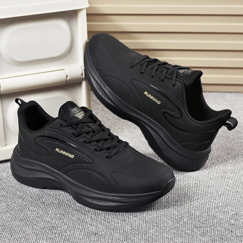 Couples Jogging Shoes 2025 New Leather Casual Sneakers Anti Slip Wear Resistant Fashion Outdoor Fitness Running Shoes for Women