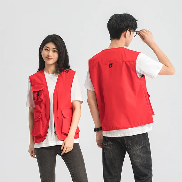 Spring Autumn Lightweight Jacket V-Neck Workwear Vest Men's Outdoor Casual Fishing  Photography with Thin Shoulder Pad