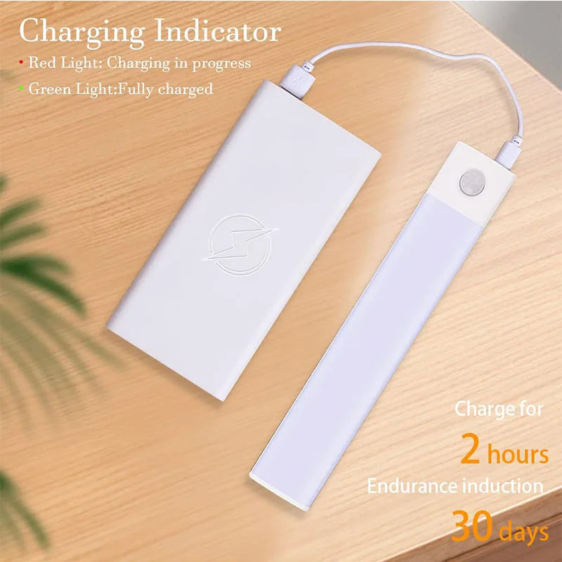10-60CM Motion Sensor Cabinet Lights USB Rechargeable Under Cabinet Lights with Infrared Sensor Magnetic for Kitchen Closet