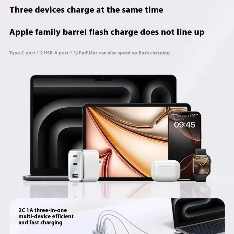 ឆ្នាំងសាក Anker A121A Ultra 70W GaN 3-Port Fast Charger PD PPS QC3.0 USB-C USB-A សម្រាប់ iPhone 16 Xiaomi Huawei Laptop