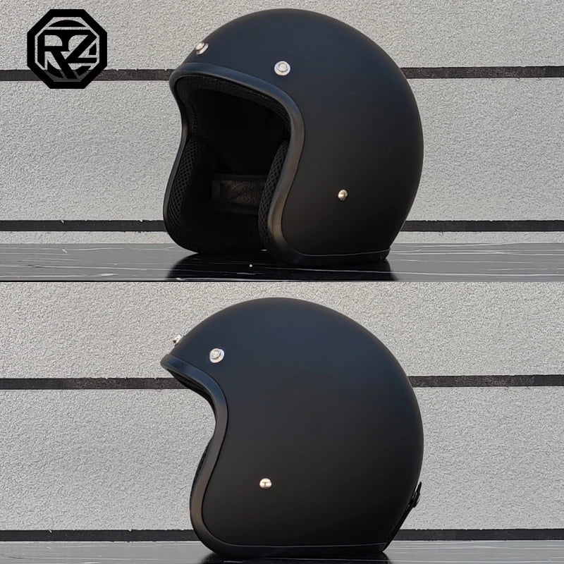 ORZ Classic Retro Face Out Motorcycle Helmet 3/4 Half Helmet, Suitable for Motorcycle Jet Helmets Adult Men and Women