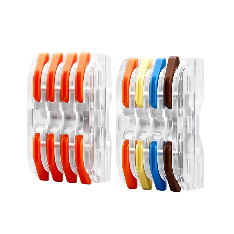 TOMZN 12PCS Lever Wire Connectors 4 In 4 Out Quick Splicing Terminal Blocks 32A 250V for 28-12AWG Solid Stranded Flexible Wires